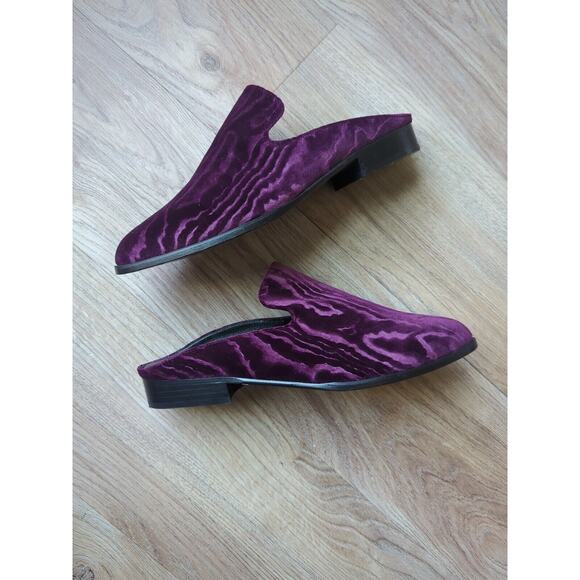 Robert Clergerie Alice Mules Goth Velvet Violet Slip On Shoes Flats - Picture 5 of 16